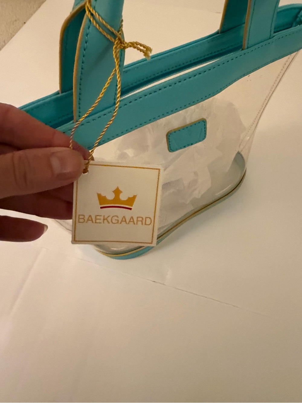 Baekgarrd Clear Tote with Turquoise Trim